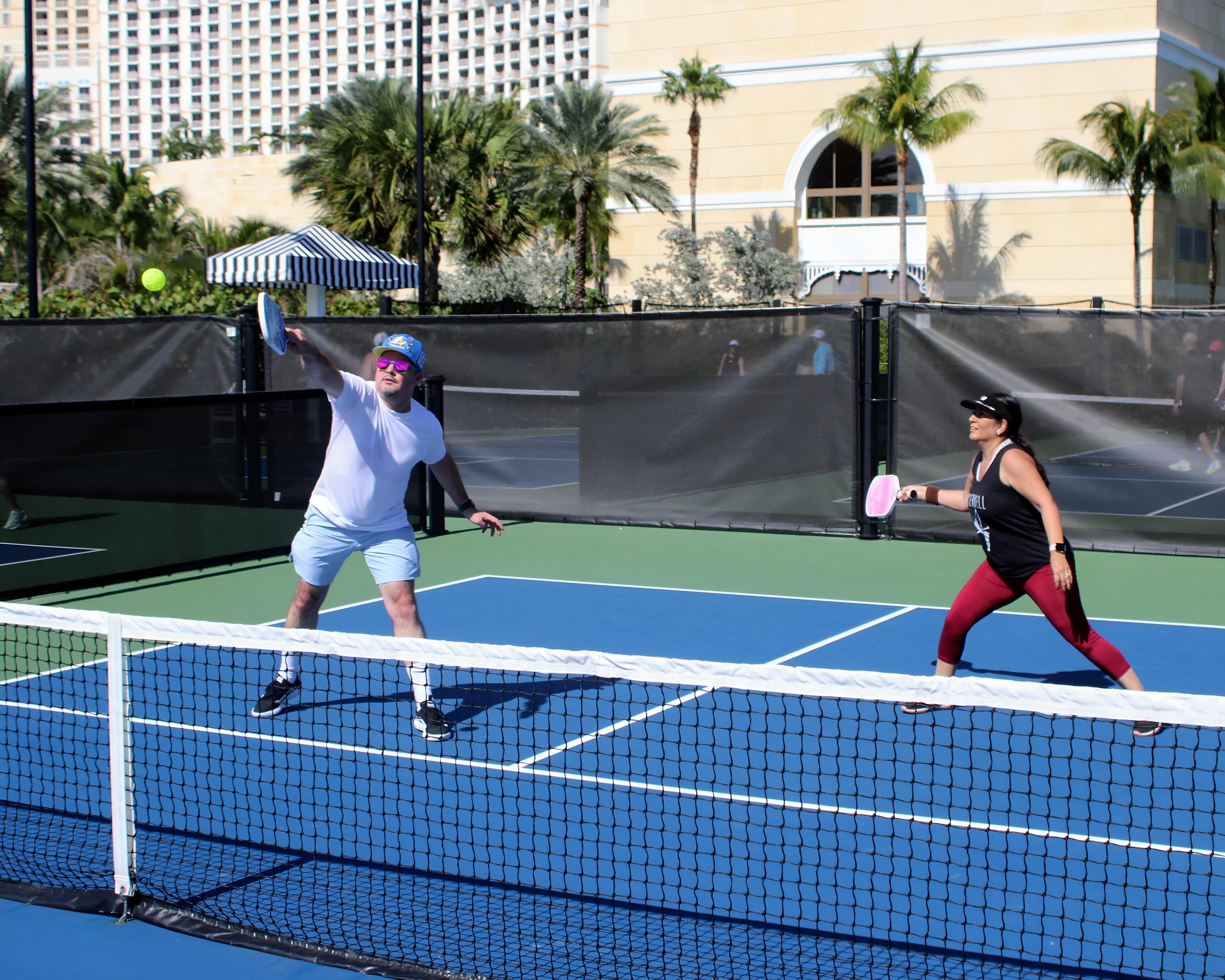 Pickleball At Sea Group Cruise Guests enjoying their Pickleball vacation playing ashore in Nassau, Bahamas during an exclusive local Pickleball excursion.